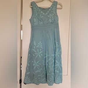 Sundance Sleeveless Embroidered Light Blue Cotton Dress